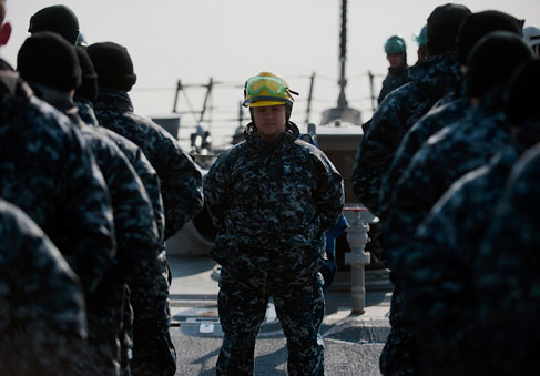 Sailor leads her shipmates as ship gets underway uses teamwork and communication to enhance team resiliency and performance  