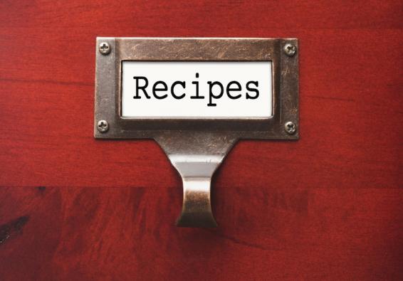Drawer with  Recipes  label highlights the AFRS   G4G nutrition spreadsheet providing list of healthy  high-performance foods