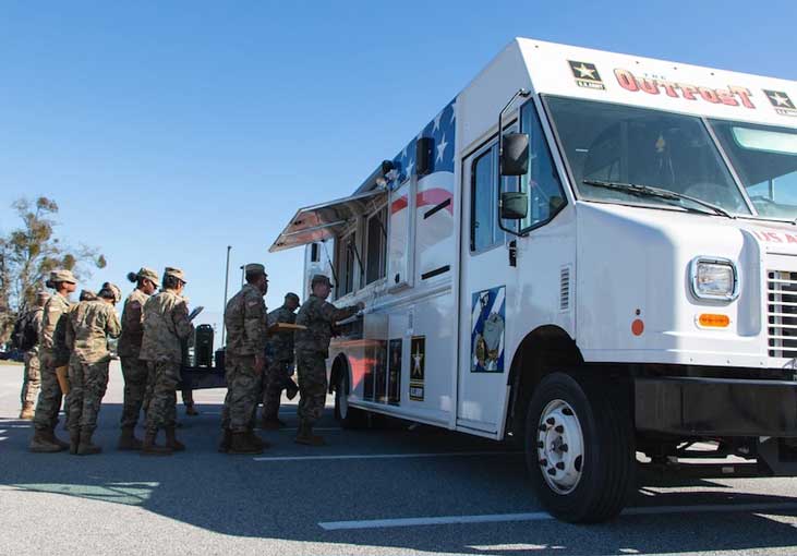 Soldiers visit the Fort Stewart Outpost Food Truck during lunch time  Photo by Pfc  Devron Bost