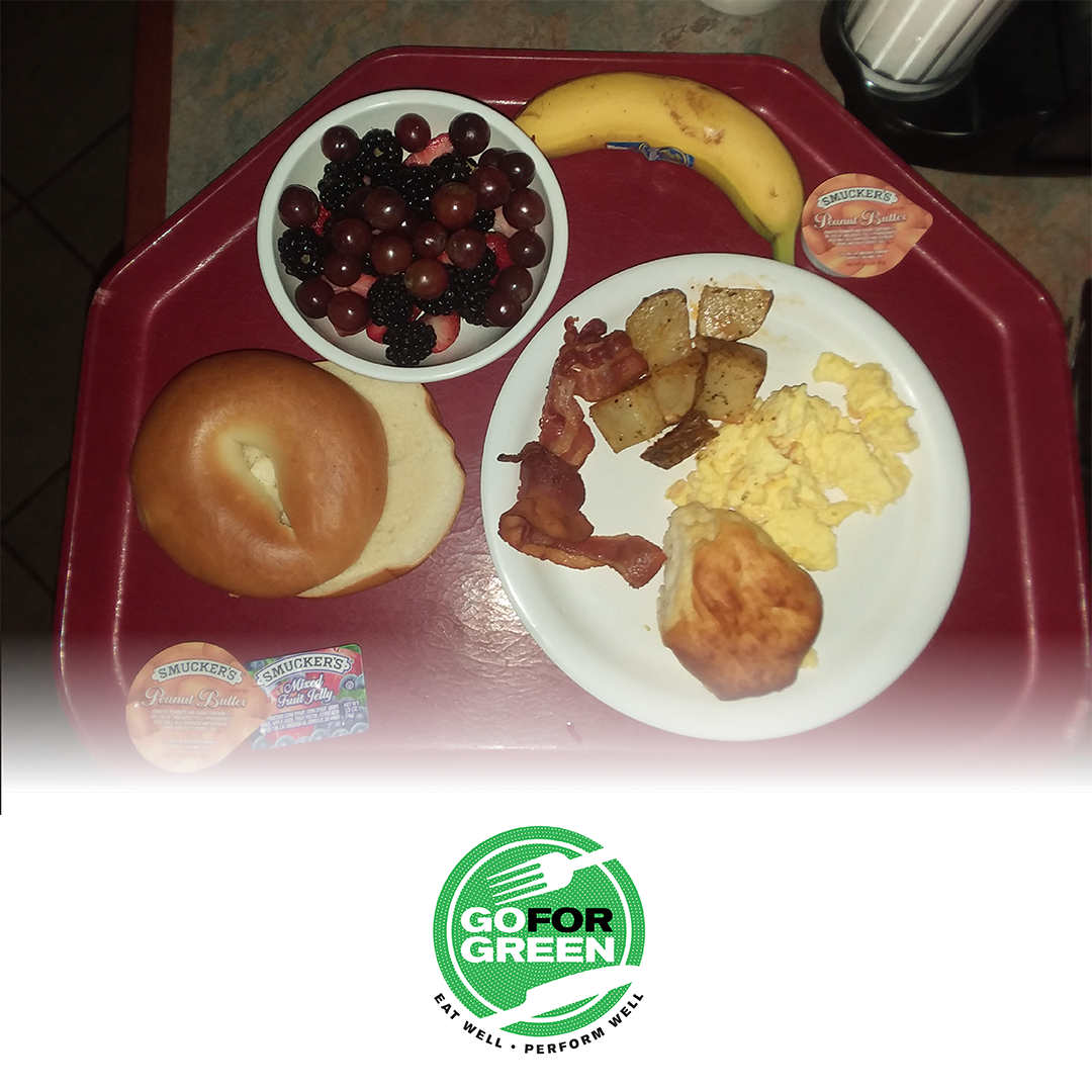 Breakfast tray. Go for Green logo.