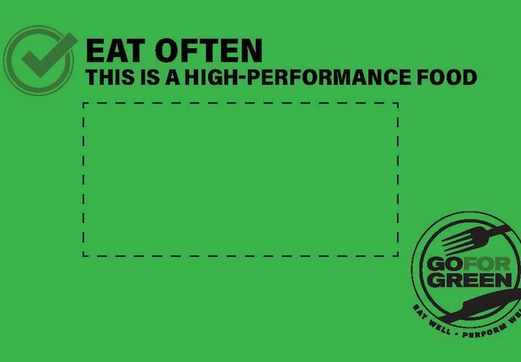 Eat often. This is a high performance food. Go for Green logo.